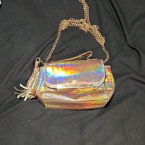 Holographic Rosegold Chain Crossbody Bag